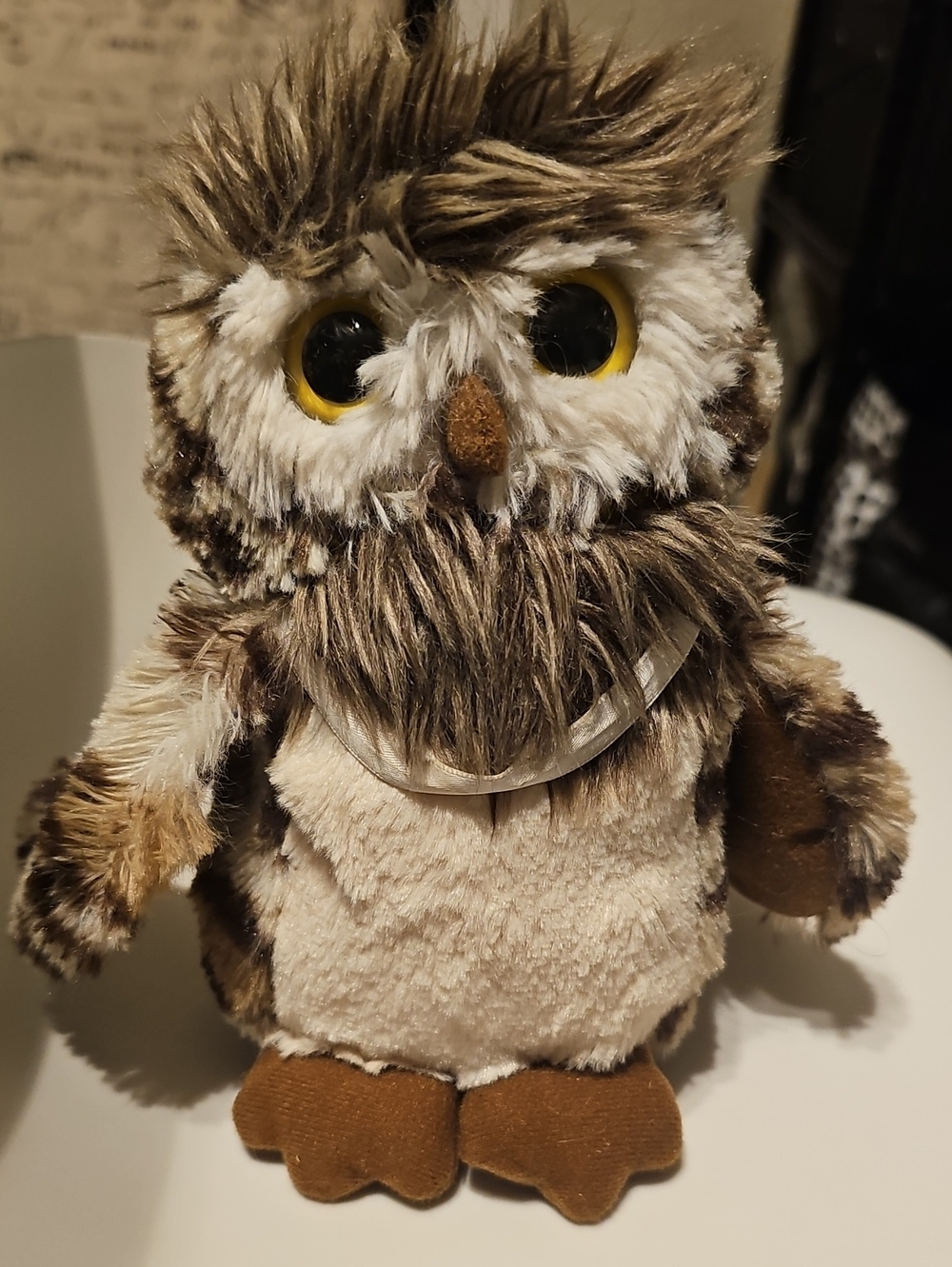 Plush Brown and Cream Owl Decorative Accent
